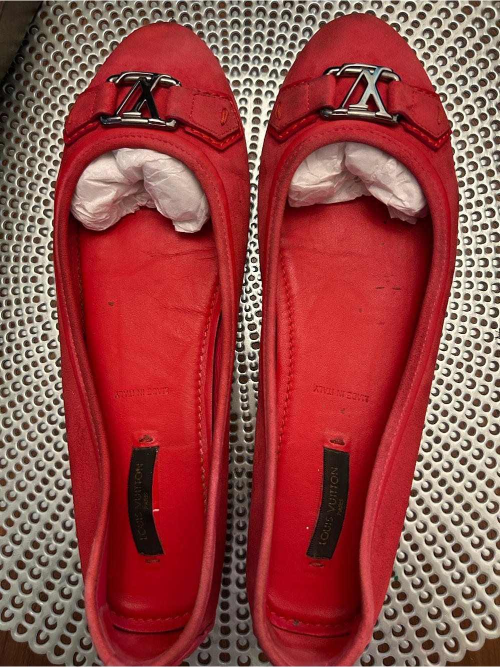 Louis Vuitton Framboise Suede Womens Ballerina Flat